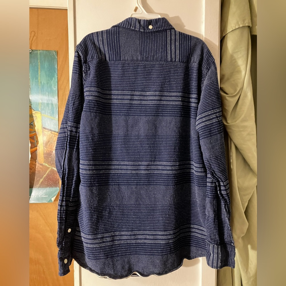 Native Code Impeccable Fit Navy Blue Patterned Button-Down Shirt - Picture 3 of 4